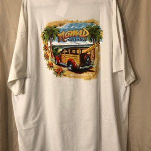 Mens Surfer T Shirt White 3XL Picture Back Graphic